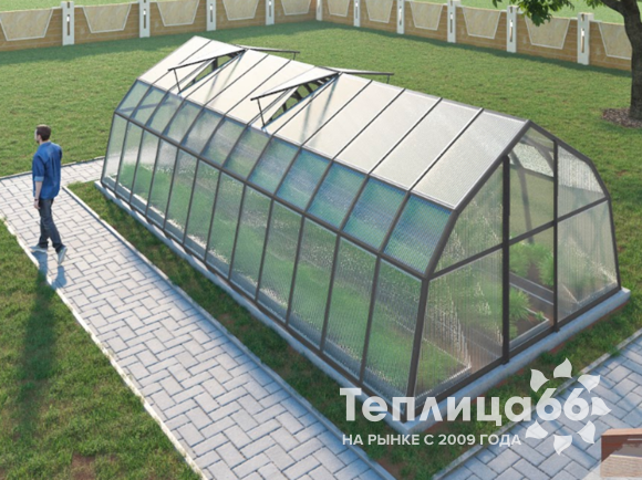 Теплица Рада Таймыр из поликарбоната, 3,5x8 метров, графитовая